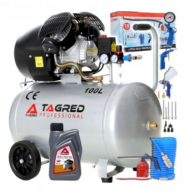 kompresor sprĘŻarka tagred 100l dwutŁokowy v2 18w1 + separator + olej kompresor sprĘŻarka tagred 100l dwutŁokowy v2 18w1 + separator + olej